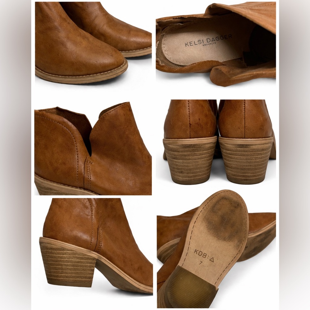Kelsi Dagger Brooklyn Cognac Leather Ankle Booties - Picture 2 of 3